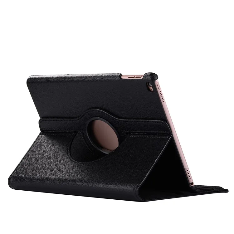 For iPad 9.7 (2018) / (2017) Litchi Texture 360 Degree Rotary Stand Smart Leather Tablet Case - Black-Cellmalls