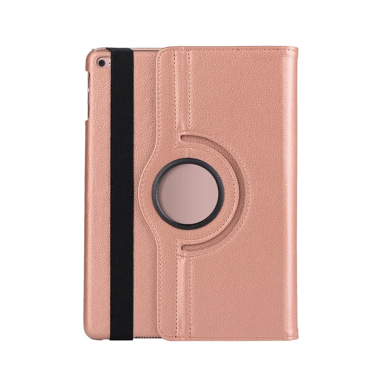 For iPad 9.7 (2018) / (2017) Litchi Texture 360 Degree Rotary Stand Smart Leather Tablet Case - Black-Cellmalls