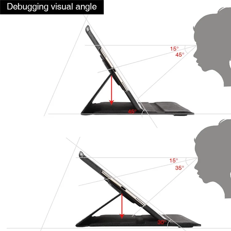 Litchi Grain 360 Swivel Smart Stand Leather Tablet Cover for iPad 9.7-inch (2018) / 9.7-inch (2017) - Black-Cellmalls