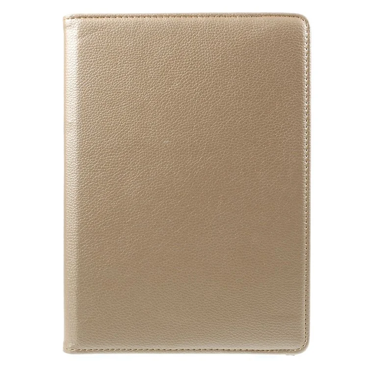 360 Degree Rotating Litchi Tablet Leather Smart Shell for iPad Air - Gold-Cellmalls
