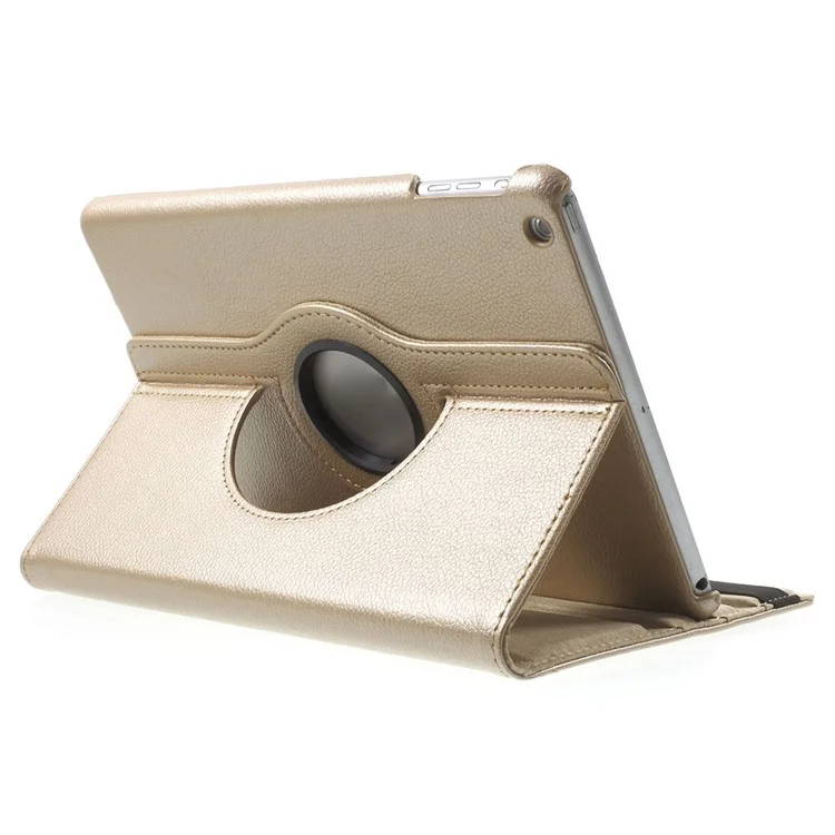 360 Degree Rotating Litchi Tablet Leather Smart Shell for iPad Air - Gold-Cellmalls