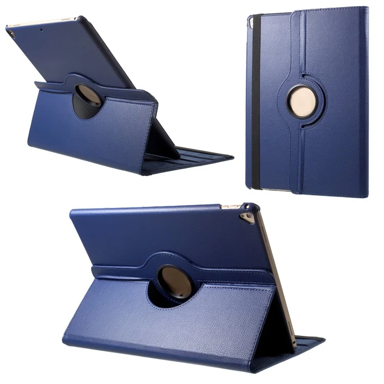 Litchi Grain 360 Swivel Smart Stand Leather Tablet Cover for iPad 9.7-inch (2018) / 9.7-inch (2017) - Black-Cellmalls