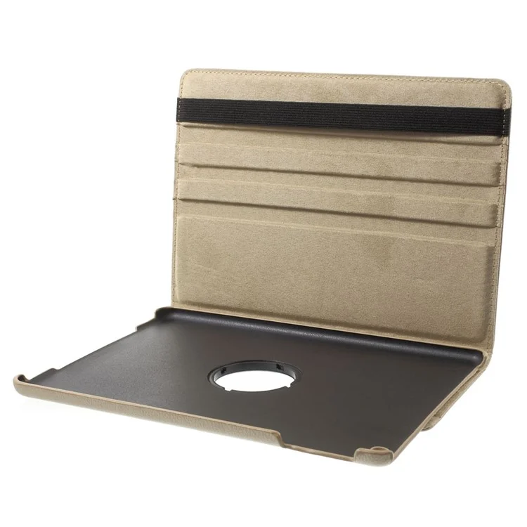 360 Degree Rotating Litchi Tablet Leather Smart Shell for iPad Air - Gold-Cellmalls