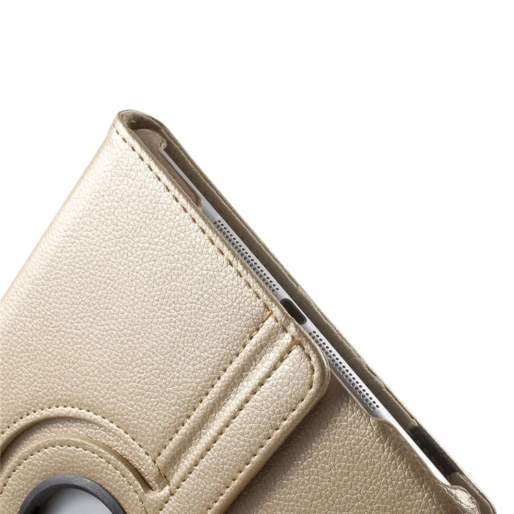 360 Degree Rotating Litchi Tablet Leather Smart Shell for iPad Air - Gold-Cellmalls