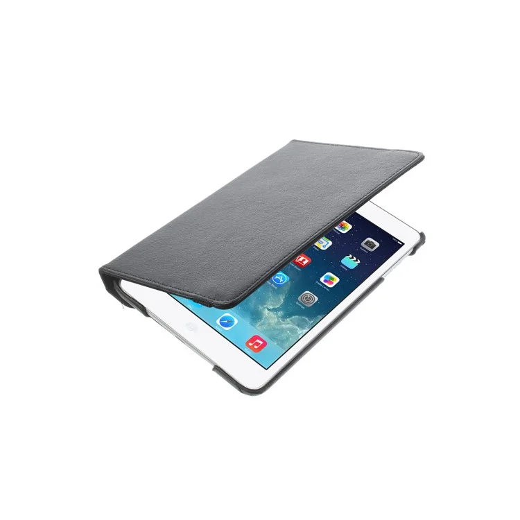 360 Rotary Stand for iPad mini / iPad mini 2 Smart Lychee Leather Case - Black-Cellmalls