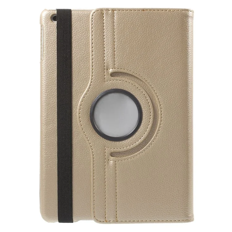 360 Degree Rotating Litchi Tablet Leather Smart Shell for iPad Air - Gold-Cellmalls