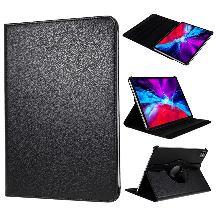 For iPad Pro 11 (2024) Case Rotating Stand PU Leather Protective Cover - Black-Cellmalls