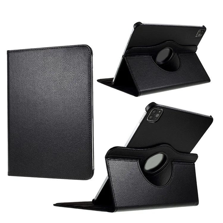 Litchi Skin Stand Cover for iPad Air 11 (2025) / (2024) / Air (2020) (2022) / Pro 11 (2022) (2021) (2020) (2018)  - Black-Cellmalls