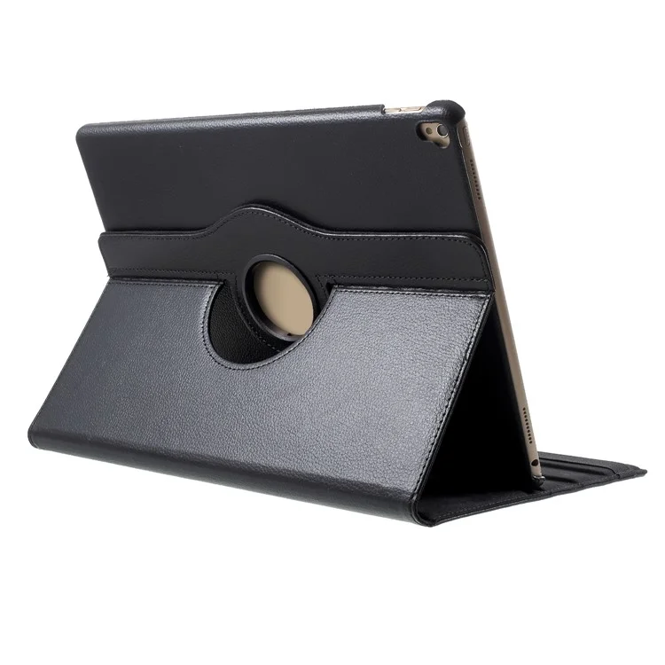 For iPad Pro 12.9-inch (2017) Litchi Texture Leather Tablet Cover 360-Degree Swivel Stand Shell - Black-Cellmalls