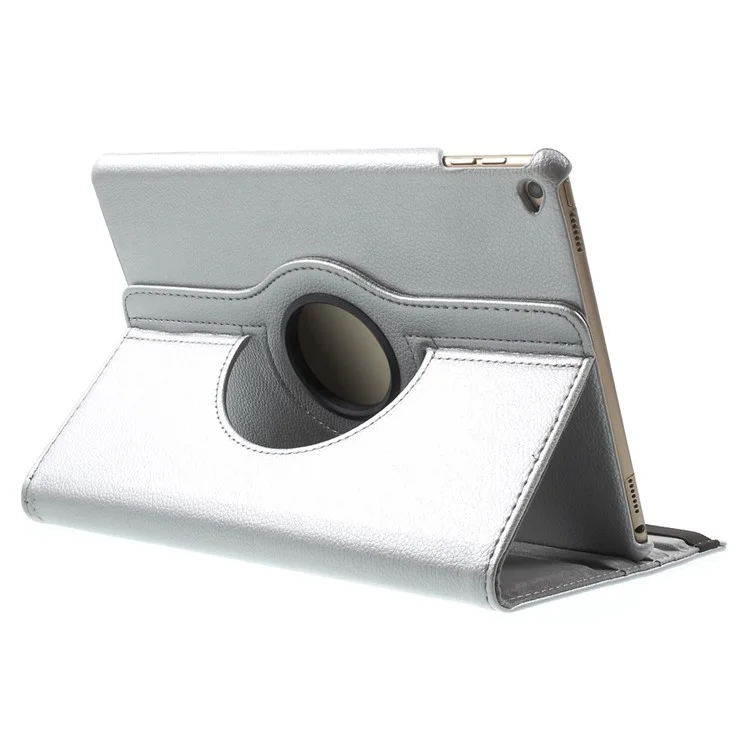 360 Degree Rotary Stand Litchi Grain Smart Leather Case for iPad Air 2 - Silver-Cellmalls