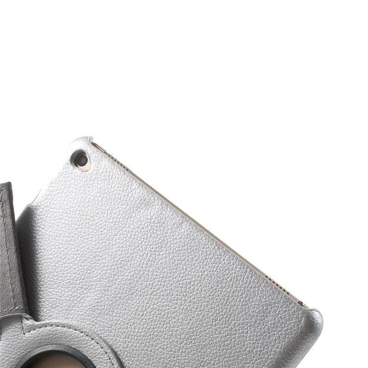 360 Degree Rotary Stand Litchi Grain Smart Leather Case for iPad Air 2 - Silver-Cellmalls