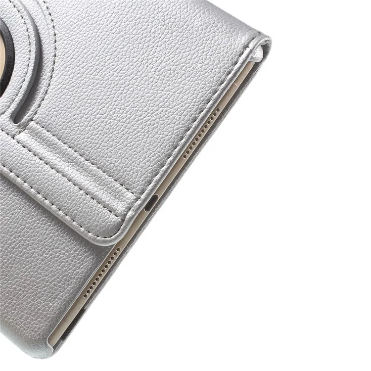 360 Degree Rotary Stand Litchi Grain Smart Leather Case for iPad Air 2 - Silver-Cellmalls