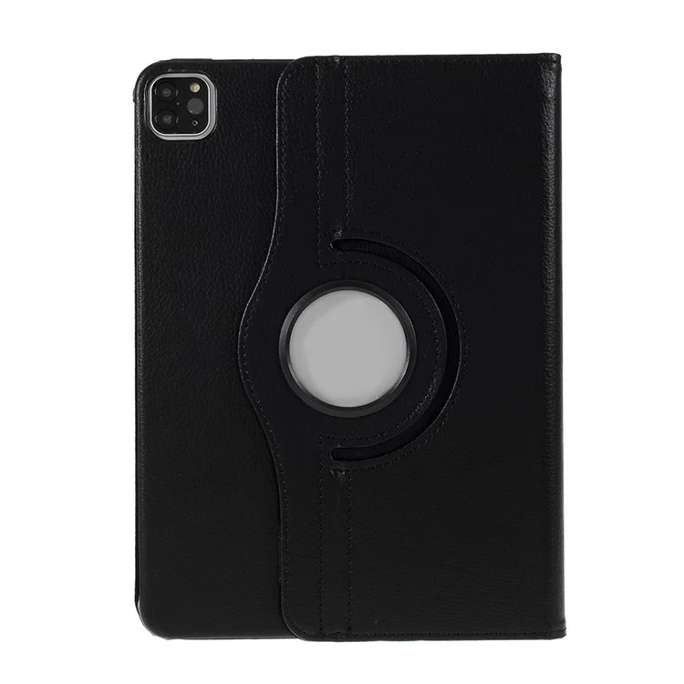 Litchi Skin Leather Case Cover with 360 Rotating Stand for iPad Pro 12.9 (2022) (2021) (2020) (2018) - Black-Cellmalls