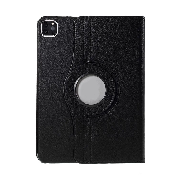 Litchi Skin Leather Case Cover with 360 Rotating Stand for iPad Pro 12.9 (2022) (2021) (2020) (2018) - Black-Cellmalls