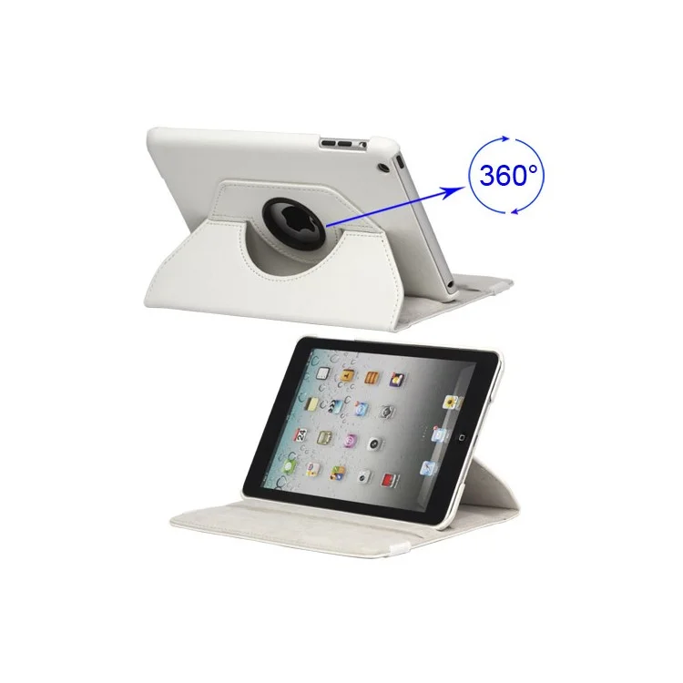 360 Degree Rotary Leather Case with Elastic Strap for iPad Mini - Black-Cellmalls