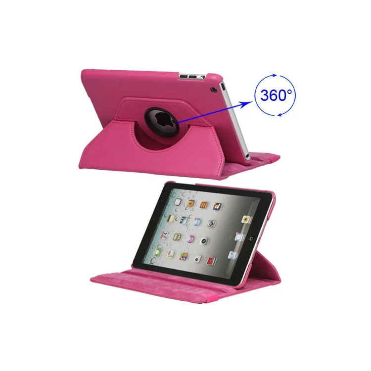 360 Degree Rotary Leather Case with Elastic Strap for iPad Mini - Black-Cellmalls