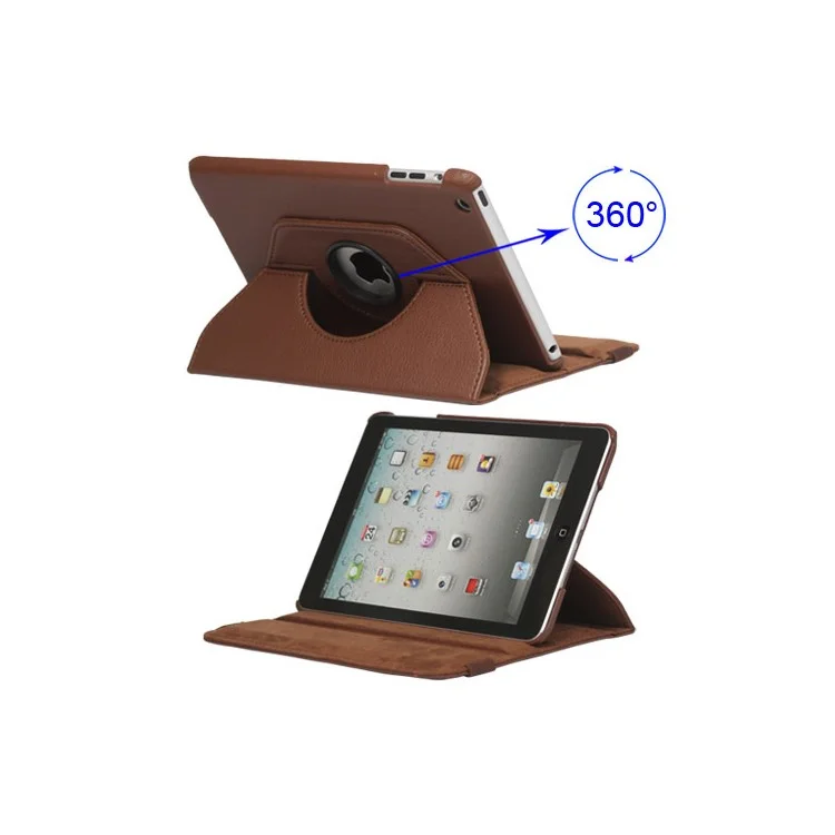 360 Degree Rotary Leather Case with Elastic Strap for iPad Mini - Black-Cellmalls