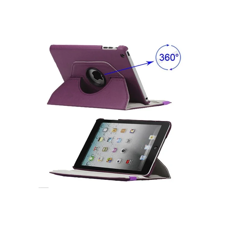 360 Degree Rotary Leather Case with Elastic Strap for iPad Mini - Black-Cellmalls