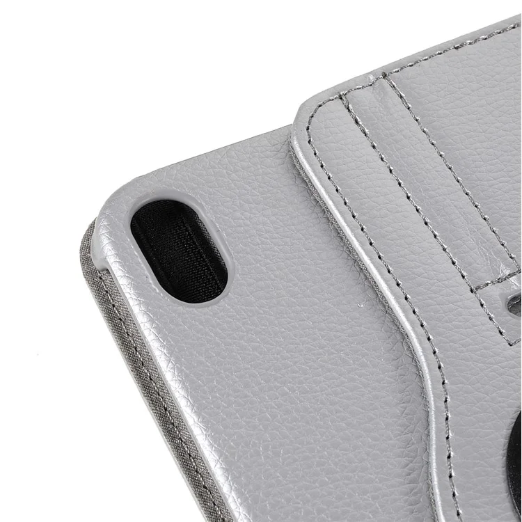 360 Degree Swiveling Stand Litchi Texture Leather Tablet Case Cover for iPad mini (2024) / mini (2021) - Silver-Cellmalls