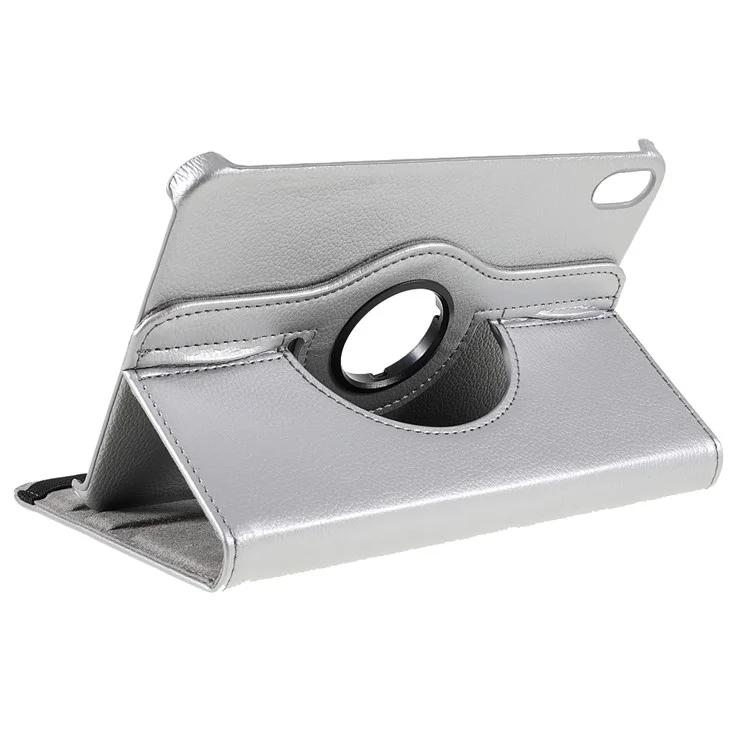 360 Degree Swiveling Stand Litchi Texture Leather Tablet Case Cover for iPad mini (2024) / mini (2021) - Silver-Cellmalls