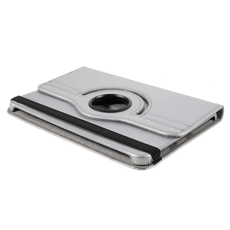 360 Degree Swiveling Stand Litchi Texture Leather Tablet Case Cover for iPad mini (2024) / mini (2021) - Silver-Cellmalls
