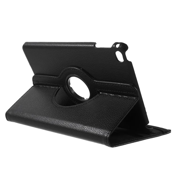 For iPad mini 4 Lychee 360-Rotation Leather Stand Case Cover - Black-Cellmalls