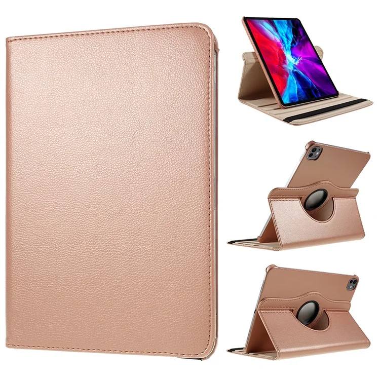 For iPad Pro 13 (2024) Case PU Leather Tablet Cover 360 Degree Rotating Stand - Black-Cellmalls