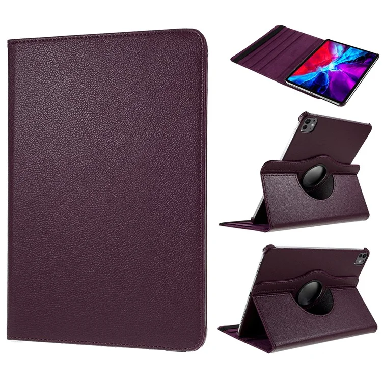 For iPad Pro 13 (2024) Case PU Leather Tablet Cover 360 Degree Rotating Stand - Black-Cellmalls
