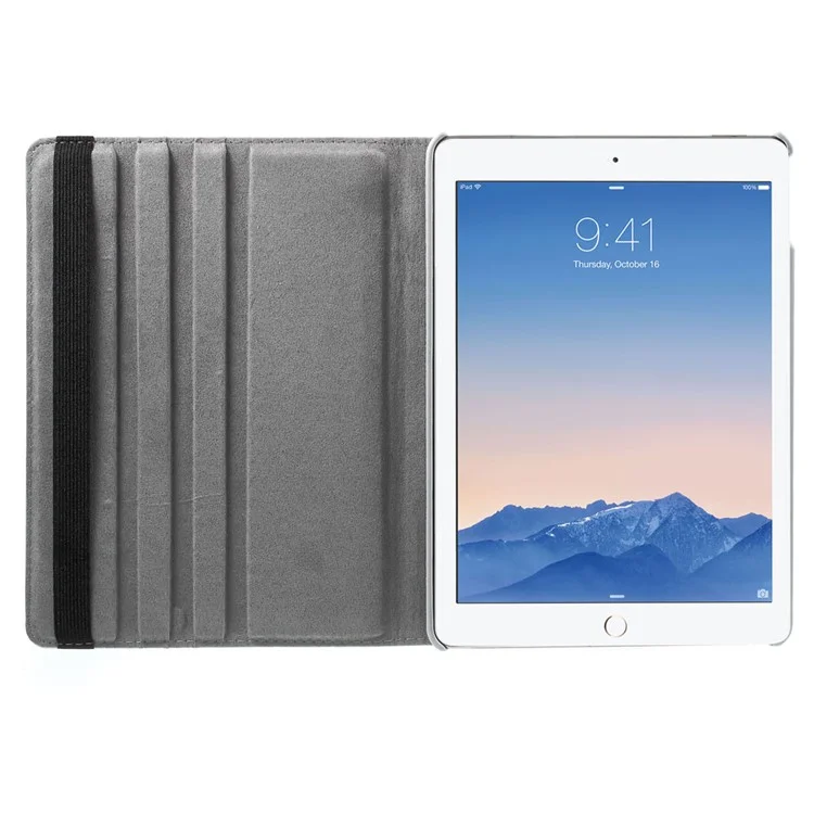360 Degree Rotary Stand Litchi Grain Smart Leather Case for iPad Air 2 - Silver-Cellmalls
