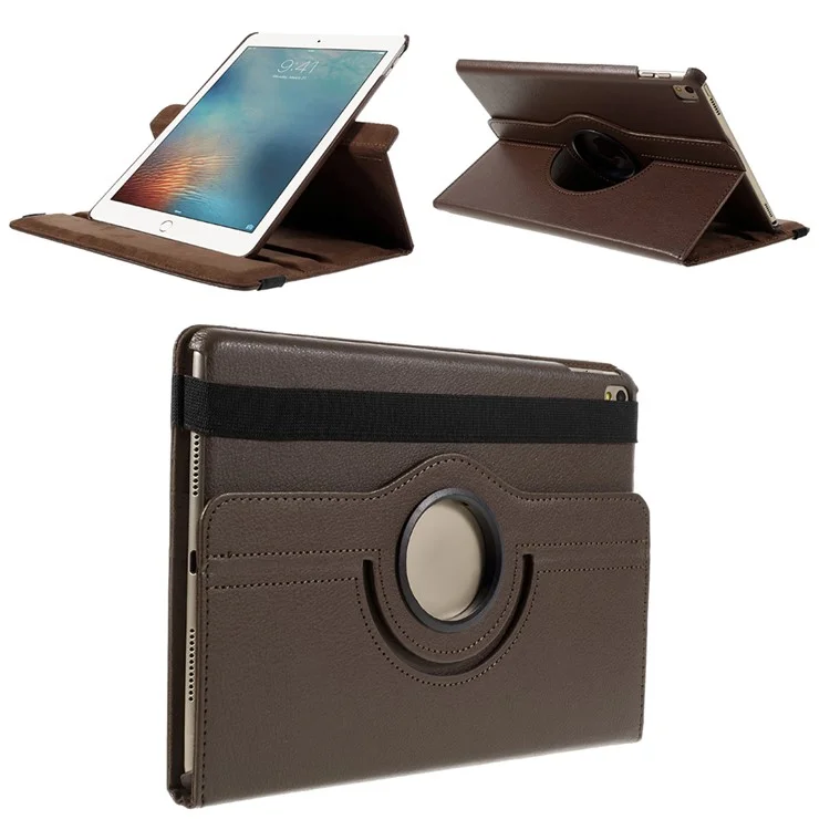 360-degree Rotary Stand Litchi Leather Cover for iPad Pro 9.7 inch - Black-Cellmalls