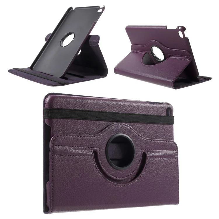 For iPad mini 4 Lychee 360-Rotation Leather Stand Case Cover - Black-Cellmalls
