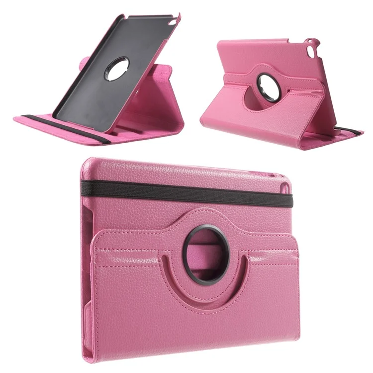 For iPad mini 4 Lychee 360-Rotation Leather Stand Case Cover - Black-Cellmalls