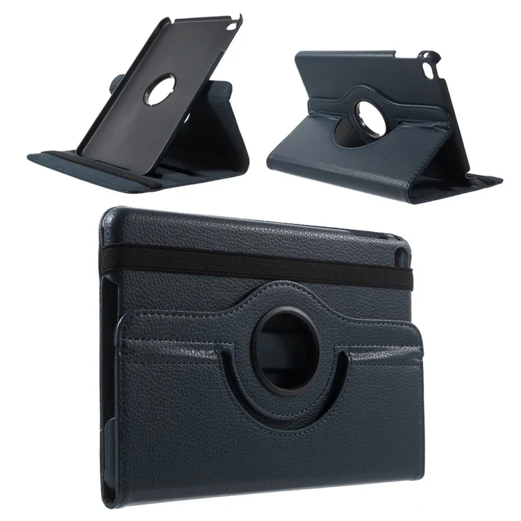 For iPad mini 4 Lychee 360-Rotation Leather Stand Case Cover - Black-Cellmalls