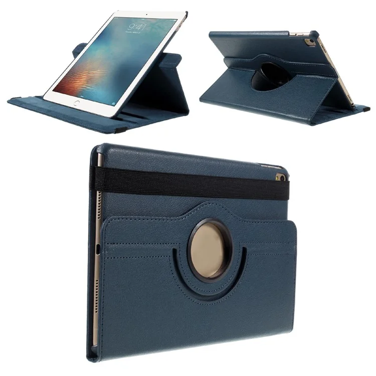 360-degree Rotary Stand Litchi Leather Cover for iPad Pro 9.7 inch - Black-Cellmalls