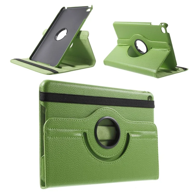 For iPad mini 4 Lychee 360-Rotation Leather Stand Case Cover - Black-Cellmalls