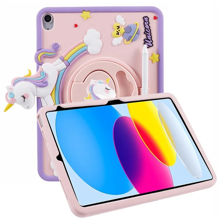 For iPad (2025) / 10.9 (2022) Case Cartoon Horse Design Kickstand PC + Silicone Tablet Cover-Cellmalls