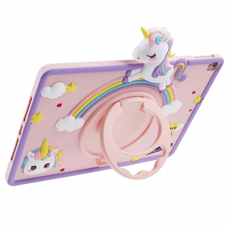 For iPad 10.2 (2021) / (2020) / (2019) / Air 10.5 inch (2019) / Pro 10.5-inch (2017) Case Cartoon Horse Rotary Kickstand Cover-Cellmalls