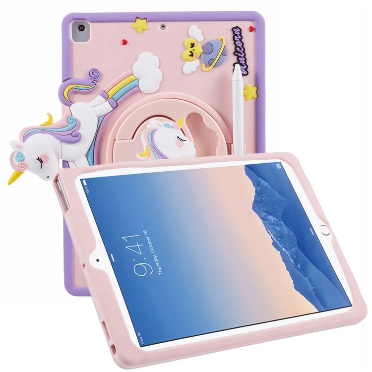 For iPad 9.7-inch (2017) / (2018) / iPad Air (2013) / Air 2 Case Cartoon Horse Design Tablet Kickstand Cover-Cellmalls