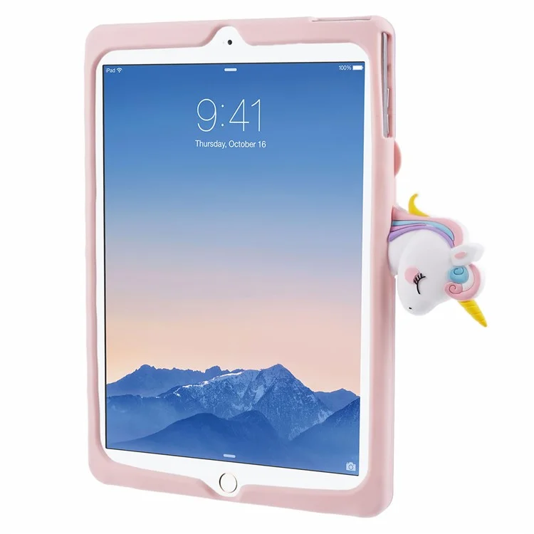 For iPad 9.7-inch (2017) / (2018) / iPad Air (2013) / Air 2 Case Cartoon Horse Design Tablet Kickstand Cover-Cellmalls