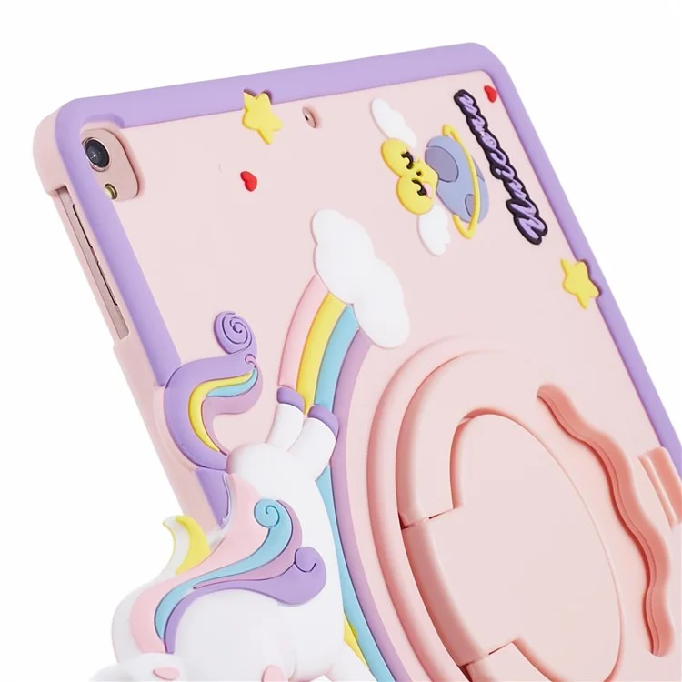 For iPad 10.2 (2021) / (2020) / (2019) / Air 10.5 inch (2019) / Pro 10.5-inch (2017) Case Cartoon Horse Rotary Kickstand Cover-Cellmalls