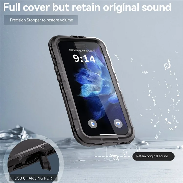 SHELLBOX M Series For iPhone 16 IP68 Waterproof Case Metal Diving Phone Cover Compatible with MagSafe - Black-Cellmalls