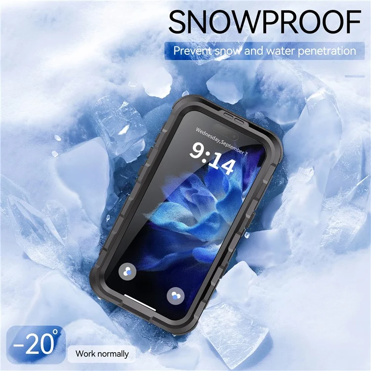 SHELLBOX M Series For iPhone 16 IP68 Waterproof Case Metal Diving Phone Cover Compatible with MagSafe - Black-Cellmalls