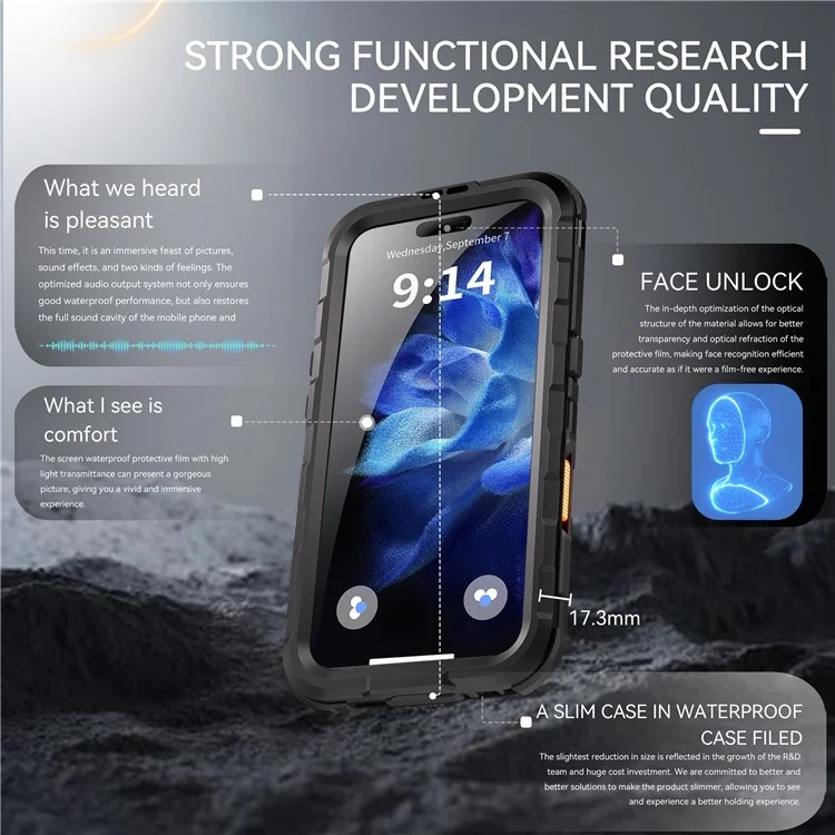 SHELLBOX M Series For iPhone 16 IP68 Waterproof Case Metal Diving Phone Cover Compatible with MagSafe - Black-Cellmalls