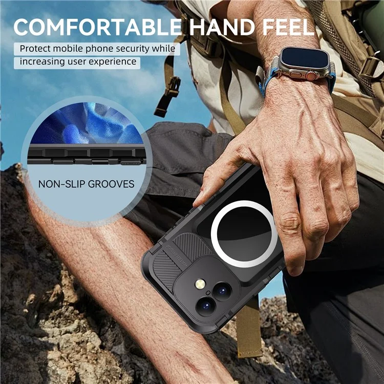 SHELLBOX M Series For iPhone 16 IP68 Waterproof Case Metal Diving Phone Cover Compatible with MagSafe - Black-Cellmalls