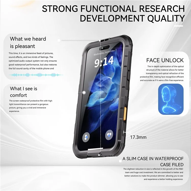 SHELLBOX M Series For iPhone 16 Plus IP68 Waterproof Case Metal Diving Phone Cover Compatible with MagSafe - Black-Cellmalls