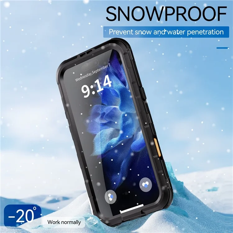 SHELLBOX M Series For iPhone 16 Plus IP68 Waterproof Case Metal Diving Phone Cover Compatible with MagSafe - Black-Cellmalls