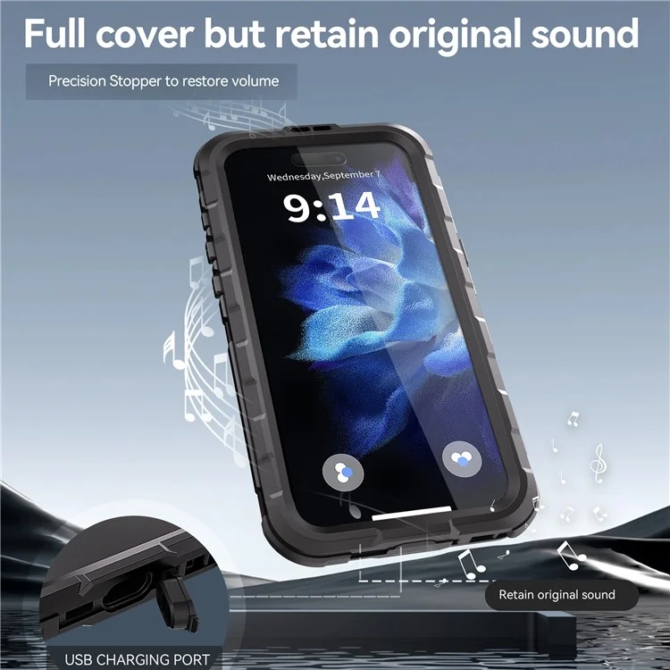 SHELLBOX M Series For iPhone 16 Plus IP68 Waterproof Case Metal Diving Phone Cover Compatible with MagSafe - Black-Cellmalls