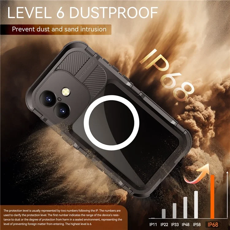 SHELLBOX M Series For iPhone 16 IP68 Waterproof Case Metal Diving Phone Cover Compatible with MagSafe - Black-Cellmalls