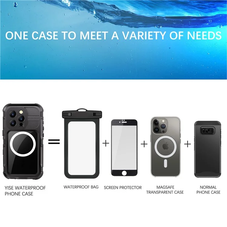 SHELLBOX M Series For iPhone 16 Pro IP68 Waterproof Case Metal Diving Phone Cover Compatible with MagSafe - Black-Cellmalls