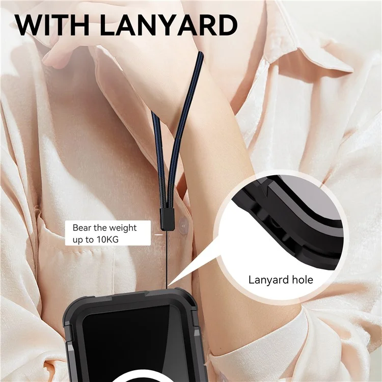 SHELLBOX M Series For iPhone 16 Plus IP68 Waterproof Case Metal Diving Phone Cover Compatible with MagSafe - Black-Cellmalls